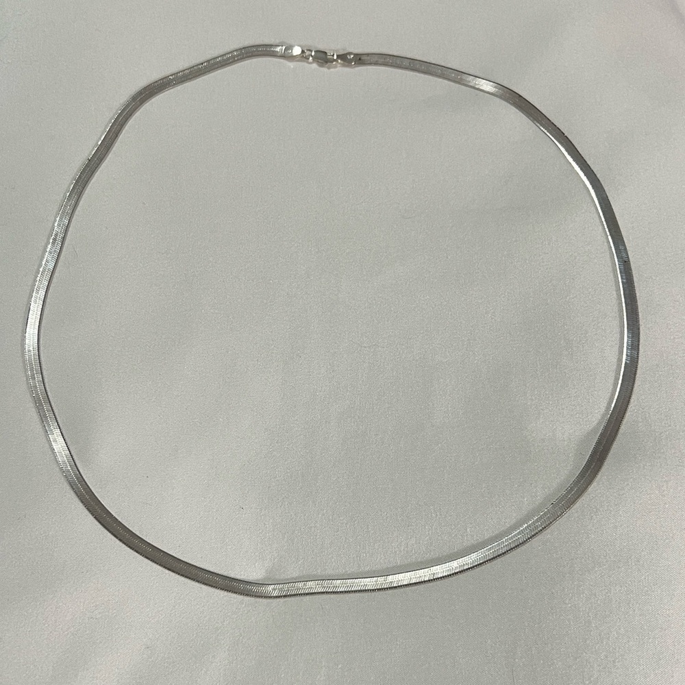 P.R. Ex Made in Italy Sterling Silver Herringbone 24” Necklace